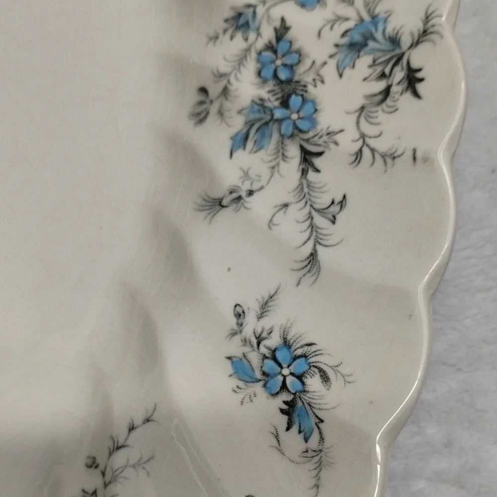 Myott Forget Me Not Blue Floral Oval Platter England Staffordshire Ware‎